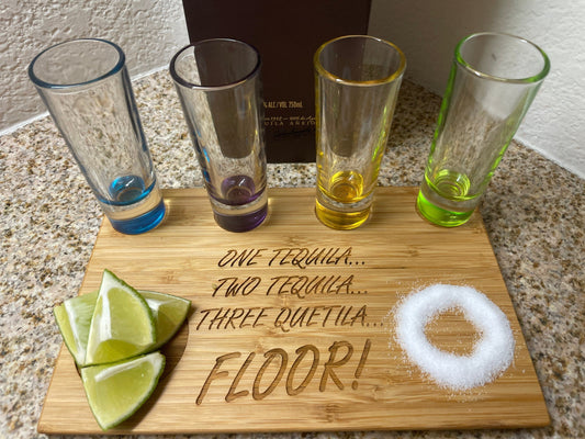 Tequila Flight Board 9.5"x6" I Tequila Shots l Taco Tuesday l Gift